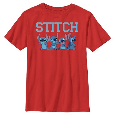 Boy's Lilo & Stitch Faces Of Stitch T-shirt - Red - Large : Target