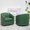 KINWELL 29" Wide Tufted PU Leather Swivel Barrel Chair (Set of 2) - 3 of 4