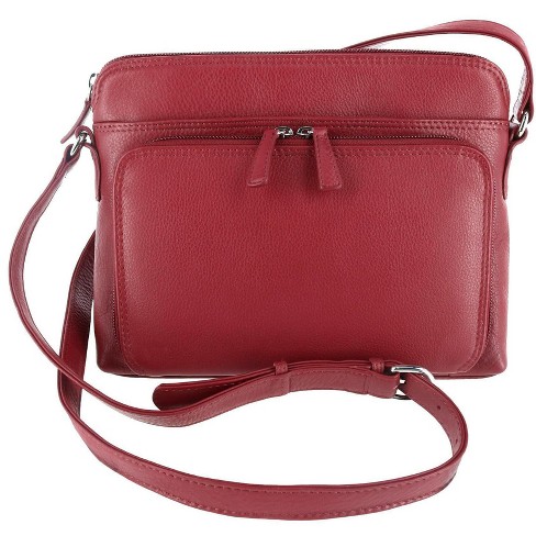 Ctm Women s Leather Shoulder Bag Purse With Side Organizer Merlot