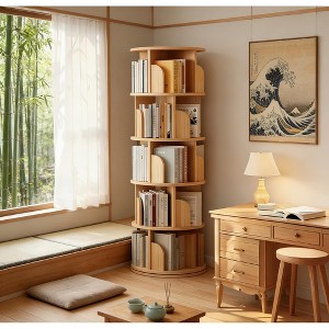 Airsurfer 5-Tier Rotating Bookshelf 360¡ã Display Modern Rotating Bookcase Round Storage Bookshelf Tower for Home Office Living Room - 1 of 4