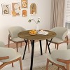 Airsurfer 35.43" Round Dining Table, Small Circle Kitchen Table with Black Metal Legs for 2–4, Modern Brown Dining Room Table - 2 of 4