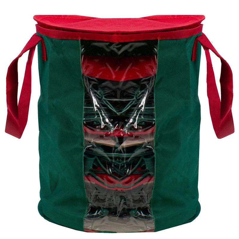Northlight 12” Red and Green Christmas Light Storage Organizer with Clear Window, 1 of 4