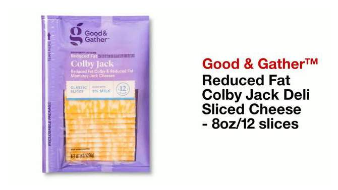 Reduced Fat Colby Jack Deli Sliced Cheese - 8oz/12 slices - Good &#38; Gather&#8482;, 2 of 5, play video