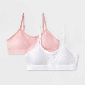 Girls' 2pk 'Floral' Seamless Ruched Bra - art class™ White - 1 of 3