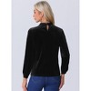 Allegra K Women's Velvet Stand Collar Long Sleeve Elegant Casual Blouse - 3 of 4