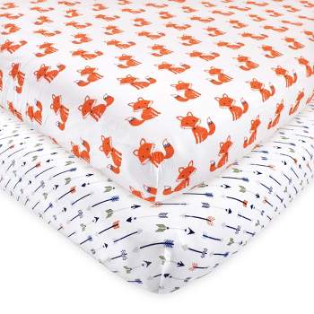 Hudson Baby Infant Boy Cotton Fitted Crib Sheets, Foxes, One Size