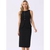 INSPIRE CHIC Women's Work Button Down Sleeveless Vest Blazer and Pencil Skirt Suit Set 2 Pcs - 3 of 4