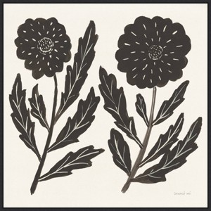 30" x 30" Floral Simplicity II Cream by Danhui Nai Framed Canvas Wall Art Print - Amanti Art: Botanical Lithograph, Modern Decor - 1 of 4
