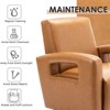 Faux Leather Accent Chair with Solid Wooden Base, Modern Swivel Armchair Single Sofa Chair, Swivel Accent Chair for Living Room - 2 of 3