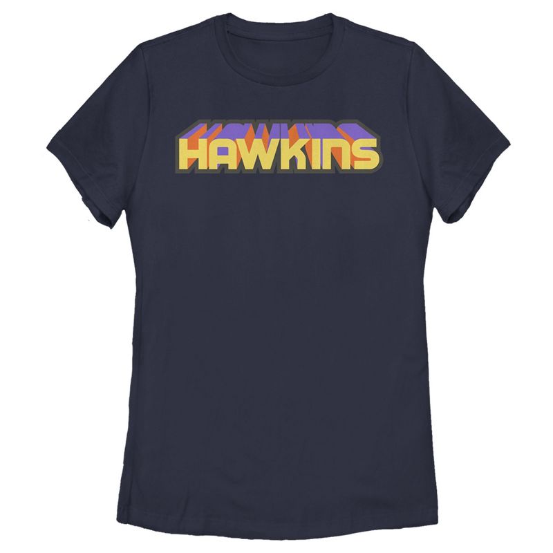 Women's Stranger Things Retro Hawkins Text T-Shirt, 1 of 5