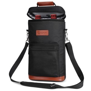 OPUX Wine Bag 2 Bottle Tote Carrier, Leakproof Portable Padded Insulated Cooler Case Travel Picnic Gifts Christmas - 1 of 4