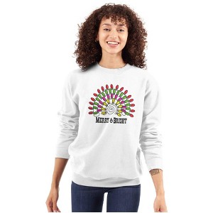 Christmas Lights Merry and Bright Women Crewneck Sweatshirt Brisco Brands - 1 of 4