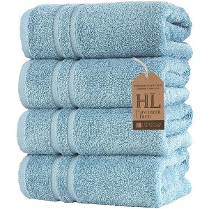 Hawmam Linen Hand Towels for Bathroom, Set of 4, 16x29 Inch, Premium Turkish Cotton, Highly Absorbent Hotel Collection, Blissful Luxury Spa Feel - 1 of 4