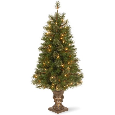 National Tree  4 Foot Pre Lit Atlanta Spruce Artificial Holiday Tree with White UL Lights, For Entrances, and Easy to Shape Branches