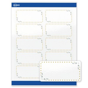Avery 2" x 4" Labels, Gold Dots with Green Florals, 100 ct - 1 of 4