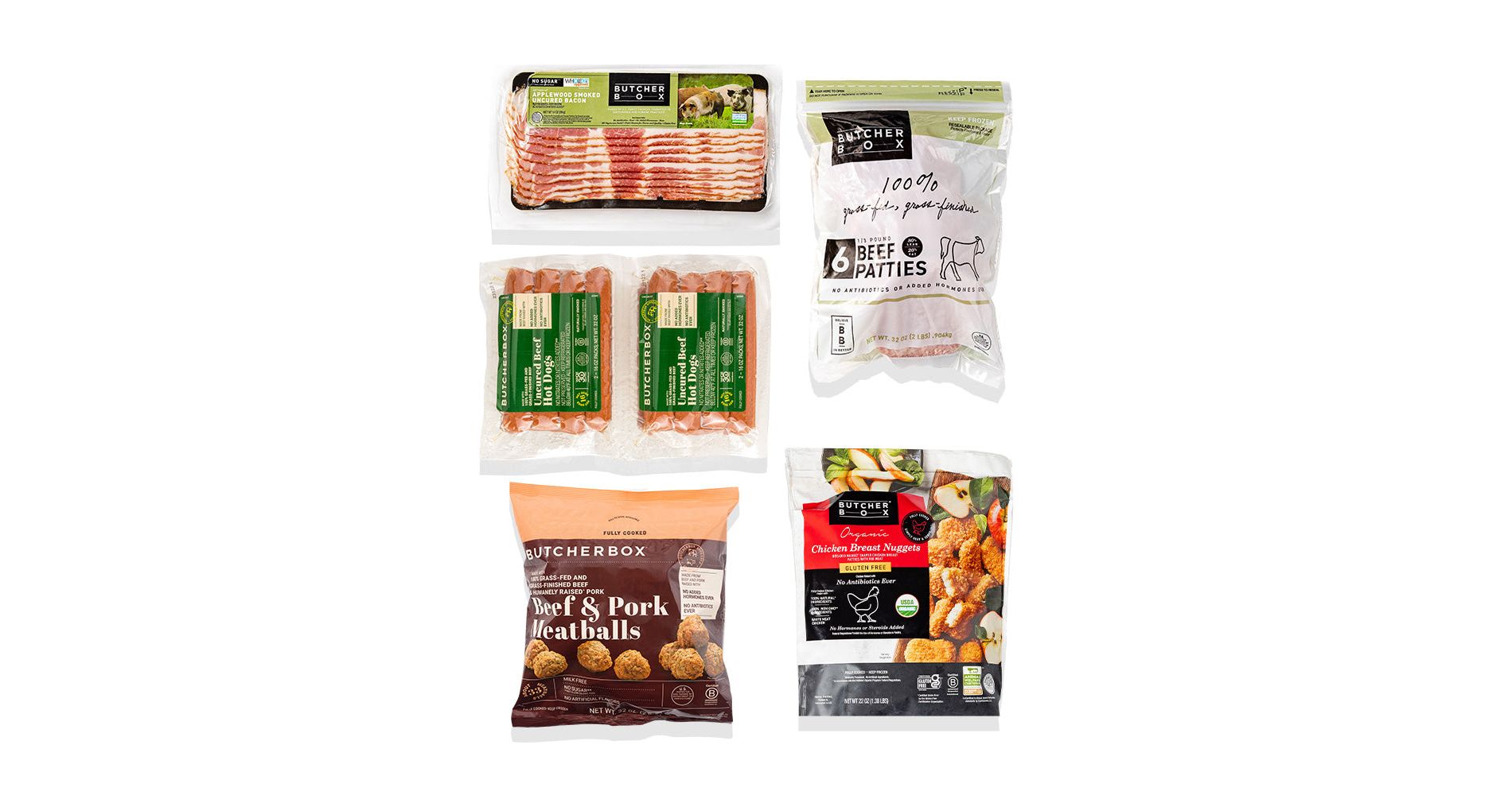 ButcherBox - Kid's Favorites Chicken Nuggets, Burgers, Hot Dogs, Meatballs, Bacon Variety Box - Frozen - 8 lbs