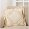 Saro Lifestyle Cotton Fringe Lace Applique Pillow - Down Filled, 18" Square, Ivory - 4 of 4