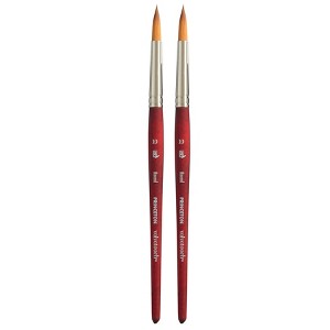Princeton Velvetouch Round Brush, Synthetic Bristles, Short Handle Mixed Media Paintbrush, Scarlet, Size 10, Pack of 2 - 1 of 4