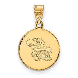 Black Bow Jewelry 14k Yellow Gold Plated Sterling Silver Kansas Jayhawks NCAA Medium Pendant - 1 of 3