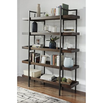 Starmore Industrial Brown Acacia and Steel Bookcase