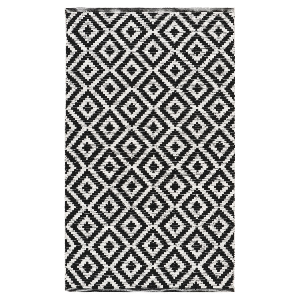 2'3inx7' Runner Jaida Woven Rug Black/Ivory - Safavieh