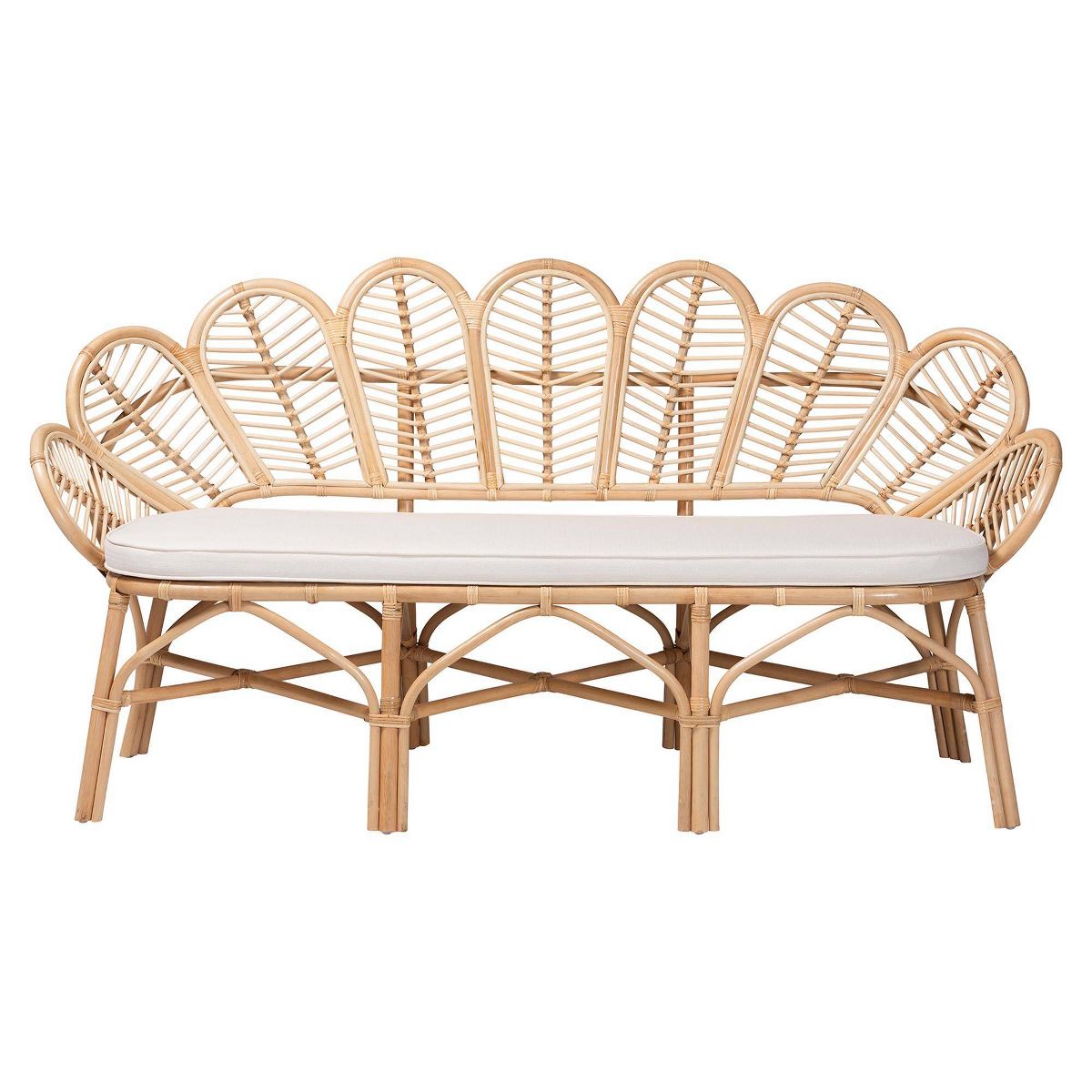 bali & pari Eliava Natural Rattan Accent Bench with Removable Cushion Natural Brown - thumbnail 4