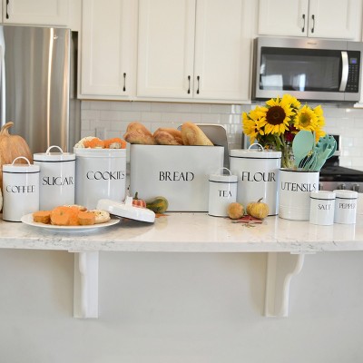 Bright White Farmhouse Ceramic Cookie Jar Set