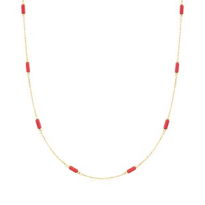 Ross-Simons Italian Red Coral Bead Station Necklace in 18kt Yellow Gold - 1 of 2