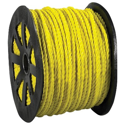 3/16, 650 lb, Yellow Twisted Polypropylene Rope