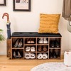 Costway Wooden Shoe Bench 10-Cube Storage Organizer with Padded Cushion & Umbrella Holder - 3 of 4