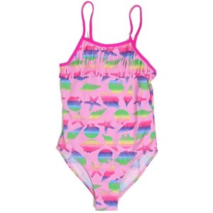 Just Love Girls One Piece Bathing Suits Swimwear for Girl (Fuchsia - Rainbow Seashells, Girls 14-16) - 1 of 2