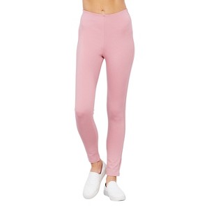 Slickblue Women's Ponte Pants with Waist Elastic Band, Casual Trousers, Flexible Fit, S/M/L, Deep Mustard/Pink - 1 of 4