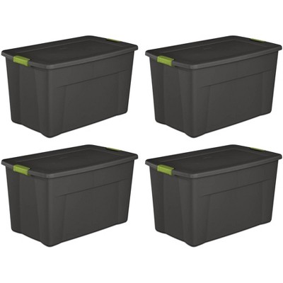Sterilite 19453V04 35 Gallon Storage Tote Box w/Latching Container Lid (4 Pack)