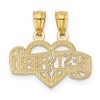Black Bow Jewelry 14k Yellow Gold Best Friend Heart Set of 2 Pendants, 19mm - 3 of 4