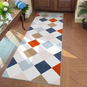 Coucheta Washable Checkered Area Rug, Non-Slip & Stain Resistant, Modern Geometric Plaid Carpet for Bedroom, Living Room, Hallway, Dining & Nursery - 1 of 4