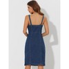 Allegra K Women's Button Down Sweetheart Neckline Sleeveless Summer Knee Length Denim Bodycon Sundress - 3 of 4