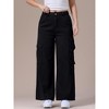 INSPIRE CHIC Women's Baggy Distressed High Waisted Multi-Pocket Full Length Wide Leg Cargo Denim Pants - 2 of 4