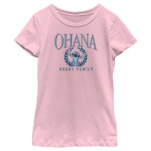 Girl's Lilo & Stitch Ohana Means Family University T-Shirt - 1 of 4
