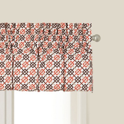 C&F Home Brown Retro Mid Century Modern Geometric Orange Bedroom Guestroom Premium Window Valance