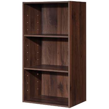 Costway 3 Open Shelf Bookcase Modern Multi-functional Storage Display Cabinet Walnut