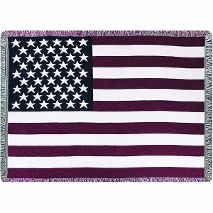 Manual Woodworks and Weavers  USA Flag Throw Blanket – Patriotic Woven Tapestry with Fringe, 46x60 Inches - 1 of 3