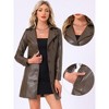 INSPIRE CHIC Women's Notched Lapel Collar Button Down Steampunk Faux Leather Coat with Belt - 2 of 4