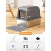 LunaLulinlk Large gray stainless steel cat litter tray set, odor-proof and stain-proof - 2 of 4