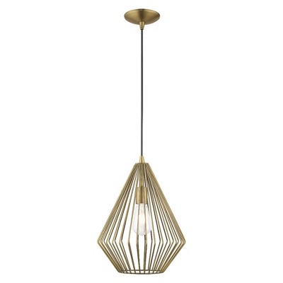 Antique Brass Geometric Metal Mini Pendant Light