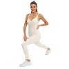 DOMETOUR Sport Jumpsuits for Women Tummy Control Ribbed Unitard One Piece - 4 of 4