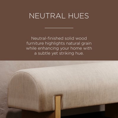 Refined Natural Upholstered Wooden Bench with Solid Oak Base