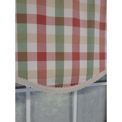 Multi-Color Checkered Cotton 50'' Window Valance with Scalloped Edge
