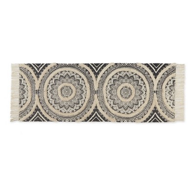 Design Imports Medallion Textured Fringe - Black - 2 Ft 3 In X 6 Ft