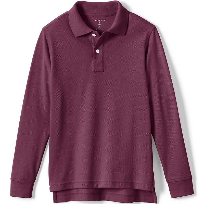 Lands' End School Uniform Kids Long Sleeve Mesh Polo Shirt, 1 of 3