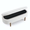 Grungis Oval Pouf Ottoman Bench with Storage, Multi-Functional Storage Seat with Rubber Wood Legs for Living Room, Bedroom & Entryway, Beige - 3 of 4